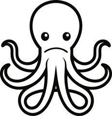 A black octopus icon vector illustration.
