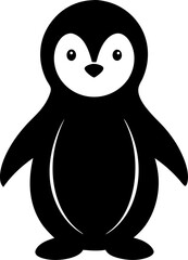 Penguin standing silhouette.minimalist black and white animal graphic. vector illustration eps 10.
