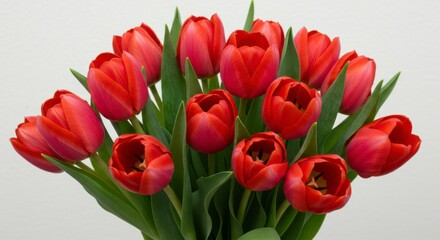 Obraz premium Vibrant red tulips in a bouquet
