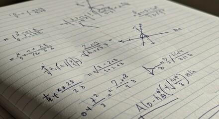 Fototapeta premium Math equations on notebook paper