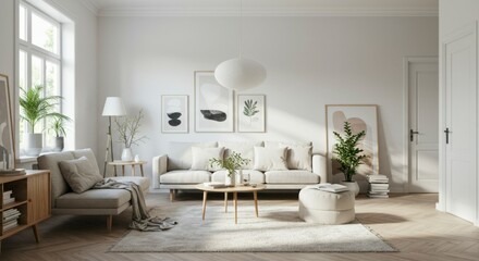 Modern, bright living room with natural light and minimalist decor