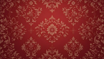 Damask Vintage Red Background with Floral Elements in Gothic Baroque Style Royal Vector Texture"