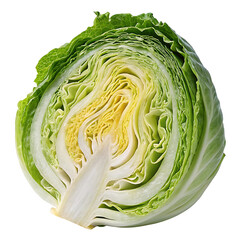 Obraz premium Close-up of a Freshly Cut Head of Lettuce, Revealing its Layered Interior and Vibrant Green and Yellow Hues