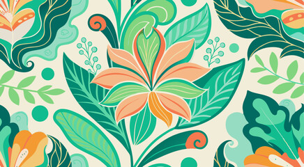 Fototapeta premium Colourful floral seamless pattern background vector illustration design
