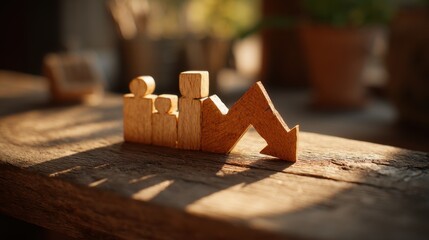 Conceptual Model of Economic Downturn with Wooden Blocks