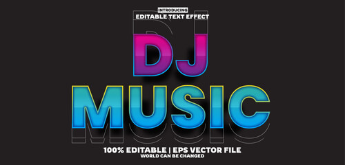 DJ Music editable text effect in modern trend style
