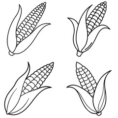 Obraz premium Sweet Corn Icon – Fresh Vegetable Line Art, Outline Vector Illustration