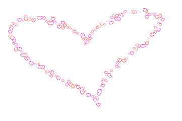 Romantic Heart Shape Made of Pink and Pastel Mini Heart Outlines for Valentine, Love-Themed Cards and Wedding Decor Vector Illustration