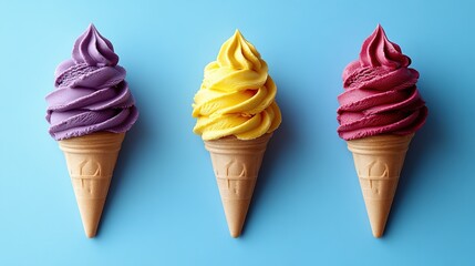 Simple background, delicious and interesting ice cream, rich in colors, minimalist.
