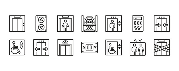 Elevator Icon Set. Vector Graphic Illustration.