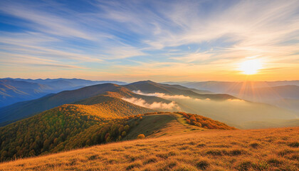 sunset in the mountains