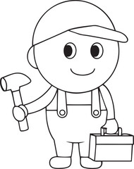 Cartoon style Silhouette vector illustration of handyman, handyman modern vector icon design, handyman line art vector logo icon design