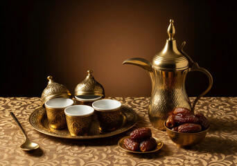 Traditional Arabian Coffee Ceremony Setup