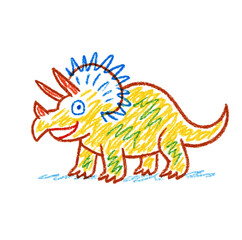 cute triceratops dinosaur animal illustration simple and minimalis childern drawing crayon style artwork transparent background ai generated