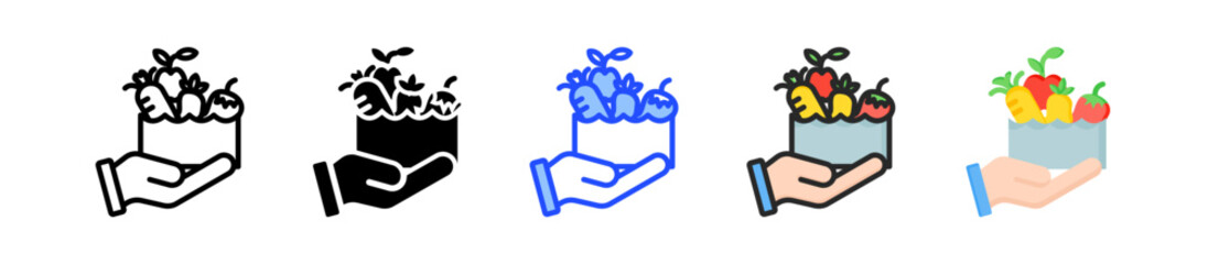 Food Donation Icon Collection With Multiple Styles