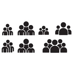 people group icons. small, medium and large group symbol set.