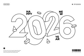 A vibrant and modern design showcasing the year 2026 in a dynamic color combinations