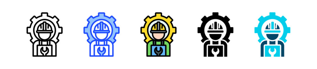 Technician Icon Collection With Multiple Styles