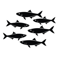 Fototapeta premium sardine surface feeding fish silhouette vector