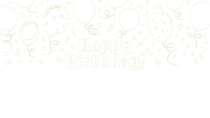 Outline Happy Birthday Balloons with Confetti