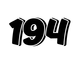 Stylized black number 194 on transparent background, with a bold, 3D appearance and shadow effects for added depth and dimension.