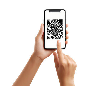 scanning a QR, Holding the phone QR code isolated on a transparent background