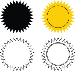 Zig zag edge circle icon. Jagged round element.
