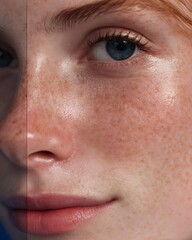 Fototapeta premium Oily and shiny skin compared to smooth, matte skin.