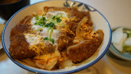 Katsudon in a Japanese restaurant