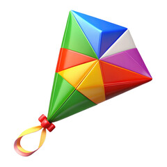 Obraz premium Colorful Kite with Ribbon Tail 3d icon in cartoon plastic style minimal isolated on transparent white background, clipping path