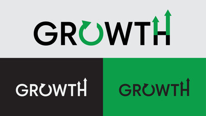 Corporate Growth Logo Modern Typography Design with Circular and Upward Arrows for Business Finance and Startup Branding