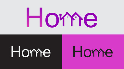 Fototapeta premium Creative Minimal Home Logo Wordmark Design with Roof and Chimney Typography for Real Estate and Smart Home Branding