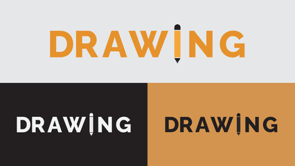 Creative Modern Drawing Minimalist Typography Pencil Logo Design with Pencil Icon as Letter I in Vector Format