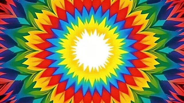 Fast moving retro circular rainbow burst background seamless vector animation psychedelic theme

