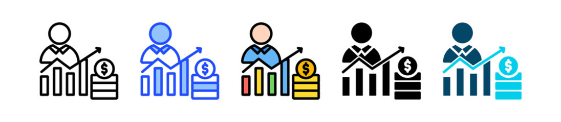 Salary Increase Icon Collection With Multiple Styles