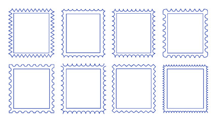 Collection of blank postage stamp frame vector designs for scrapbooking and decorative border elements use silhouette