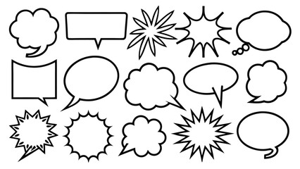 Set of Hand Drawn Speech Bubbles on tranparent background