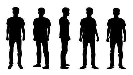 Group of silhouettes people isolated transparent background