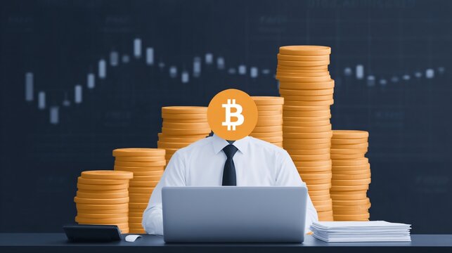 business technology training scene with accountant reviewing blockchain in finance