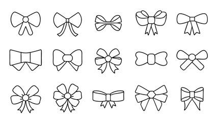 Set of bows and ribbons. Bow for gift wrapping for birthday, wedding, Christmas and many other holiday.
