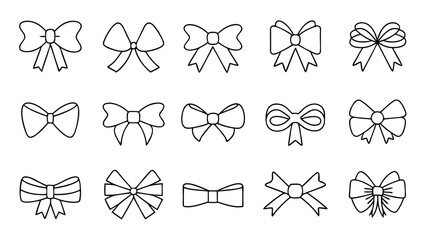 Set of bows and ribbons. Bow for gift wrapping for birthday, wedding, Christmas and many other holiday.