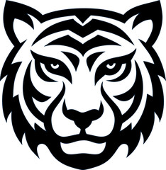Obraz premium Jungle animal tiger face flat style vector icon