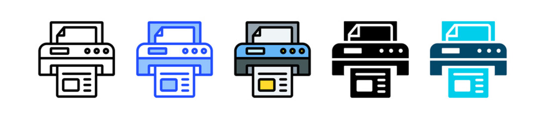 Printer Icon Collection With Multiple Styles