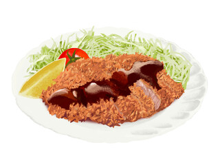 とんかつ（ソース）サラダ付き