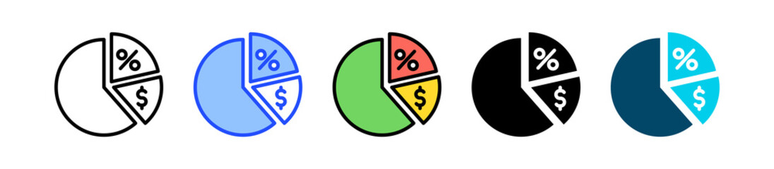 Pie Chart Icon Collection With Multiple Styles