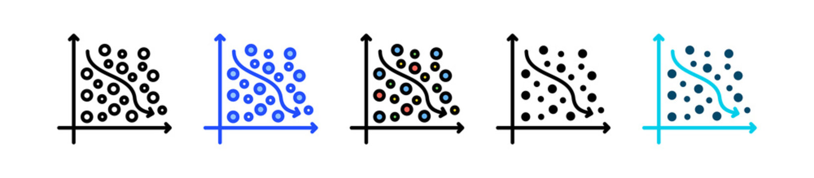 Scatter Plot Icon Collection With Multiple Styles