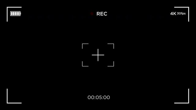 animation Smartphone video camera, recording overlay frame with timecode counter,