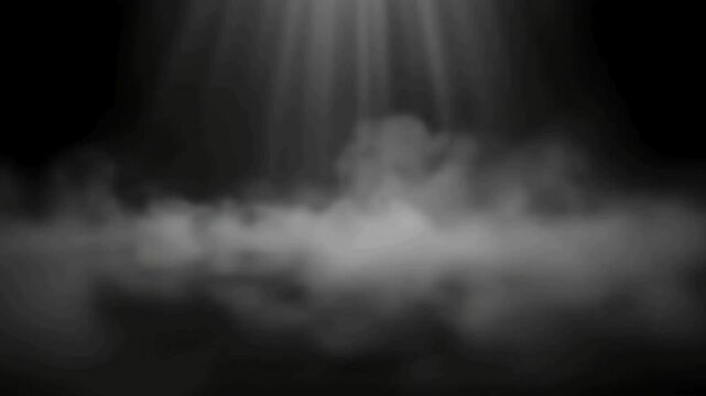 fog rolling over dark surface with soft light rays in background