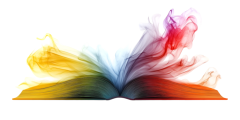 Abstract Open Book with Rainbow Gradient on Transparent Background