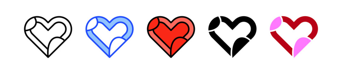 Heart Sticker Icon Collection With Multiple Styles